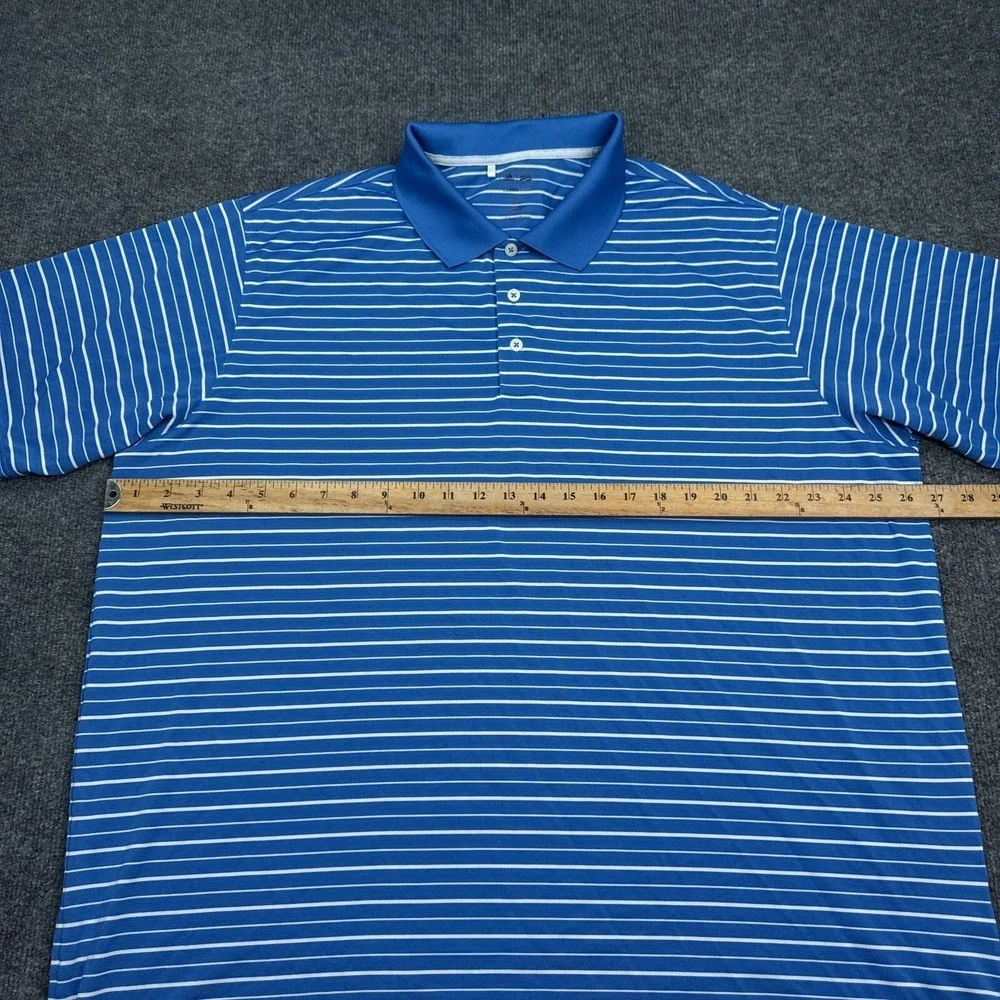 adidas Climalite Polo Shirt Mens Size 2XL XXL Blue‎ Striped Golf Active